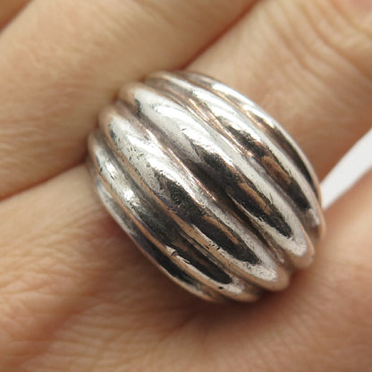 925 Sterling Silver Vintage Mexico Ribbed Ring Size 10 1/4