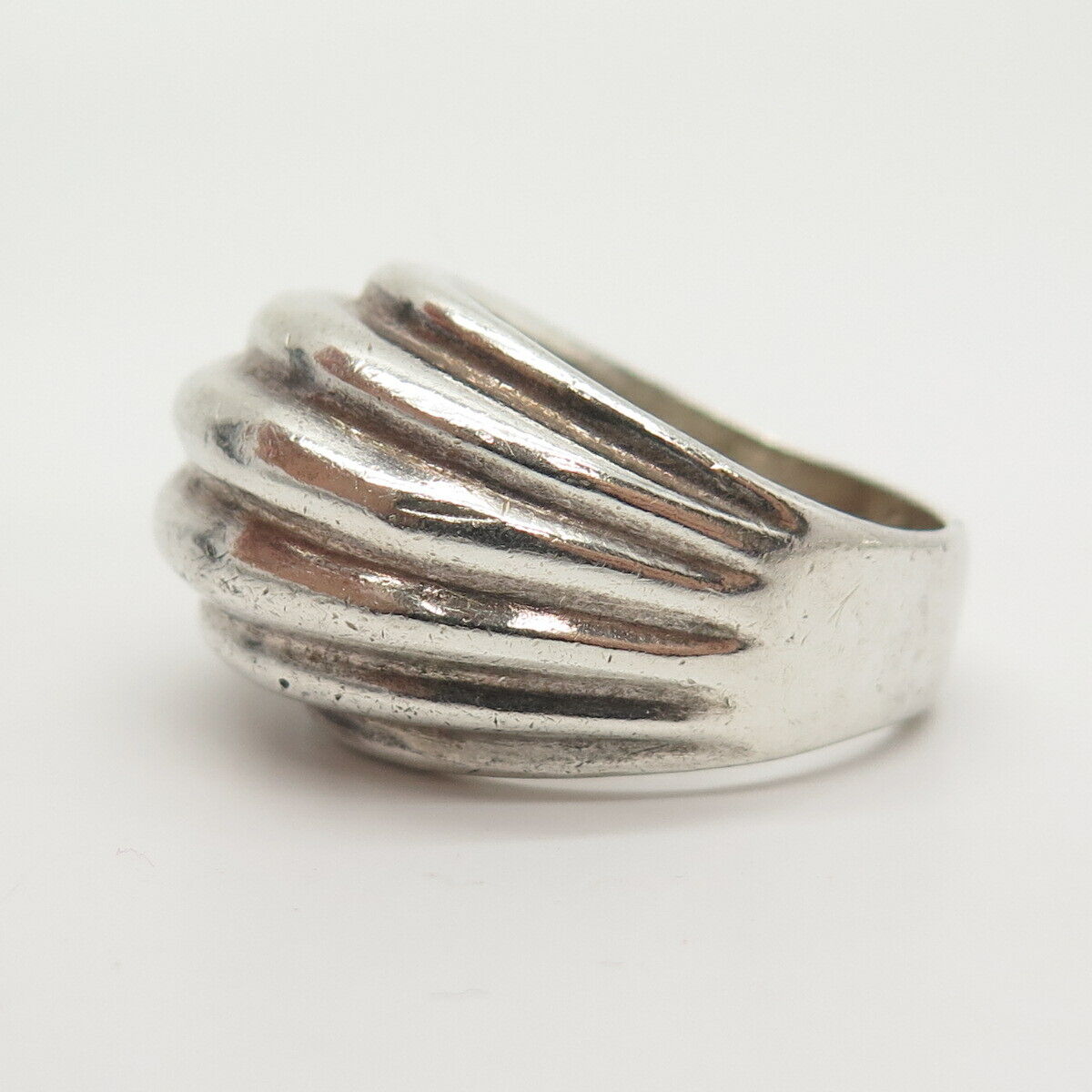 925 Sterling Silver Vintage Mexico Ribbed Ring Size 10 1/4