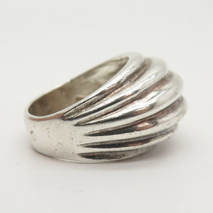 925 Sterling Silver Vintage Mexico Ribbed Ring Size 10 1/4