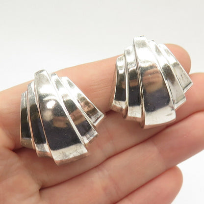 925 Sterling Silver Vintage Shell Clip On Earrings