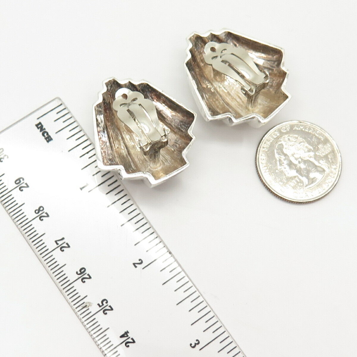 925 Sterling Silver Vintage Shell Clip On Earrings