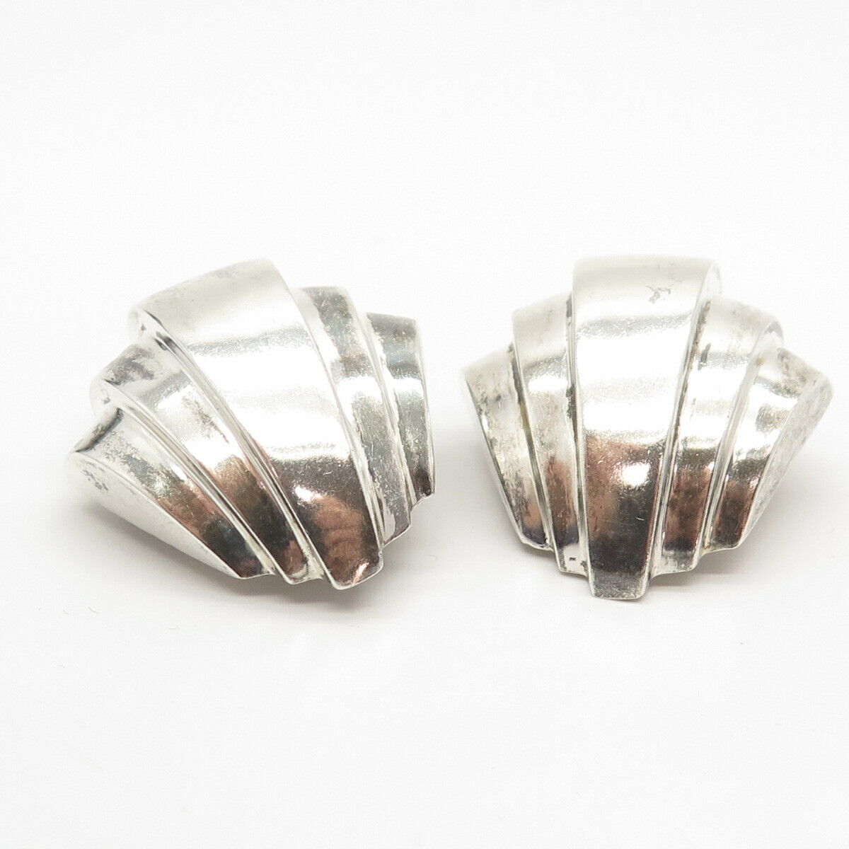 925 Sterling Silver Vintage Shell Clip On Earrings