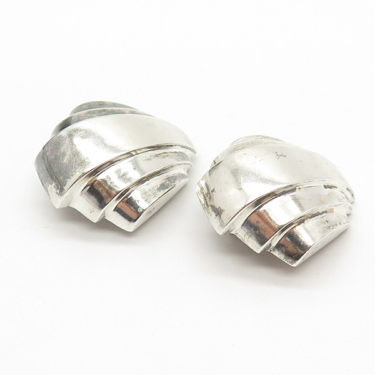 925 Sterling Silver Vintage Shell Clip On Earrings