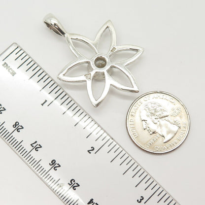 925 Sterling Silver Round-Cut C Z Floral Pendant