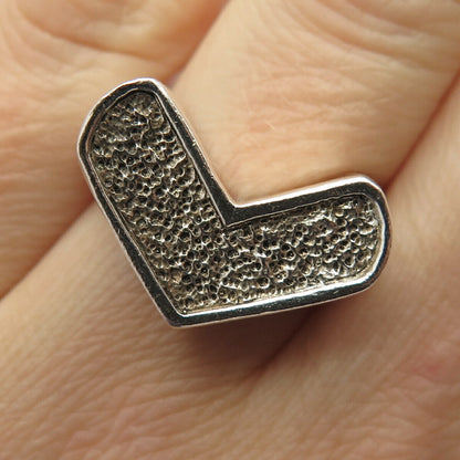 925 Sterling Silver Vintage Modernist Heart Design Ring Size 6 3/4