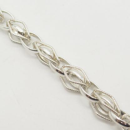 925 Sterling Silver Oval & Rhombus Link Bracelet 7 1/4"