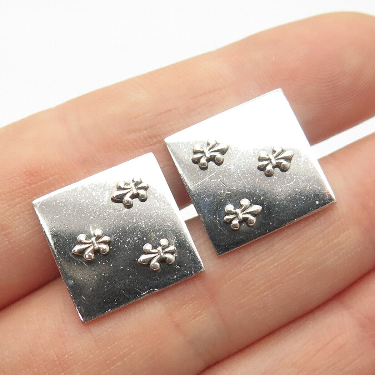 925 Sterling Silver Vintage Floral Square Cufflinks