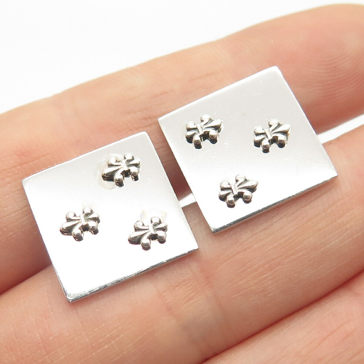 925 Sterling Silver Vintage Floral Square Cufflinks