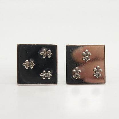 925 Sterling Silver Vintage Floral Square Cufflinks