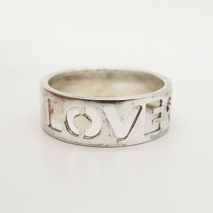 925 Sterling Silver "LOVE" Cutout Band Ring Size 7.5