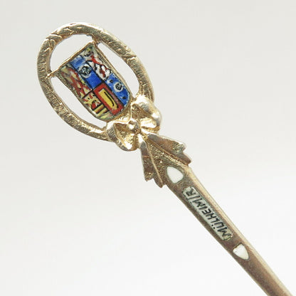 800 Silver Gold Plated Antique Colorful Enamel Coat of Arms Mulheim Spoon