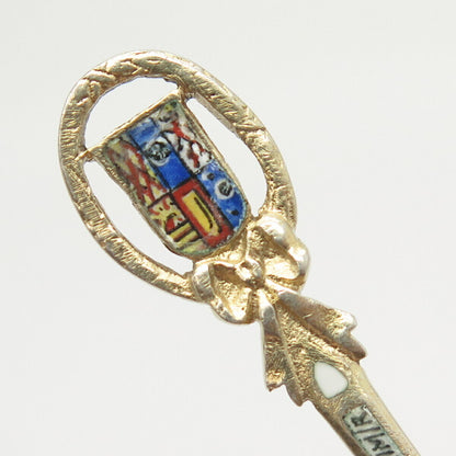 800 Silver Gold Plated Antique Colorful Enamel Coat of Arms Mulheim Spoon