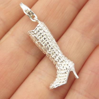 925 Sterling Silver Ladies High Heels Shoe Boot Pendant