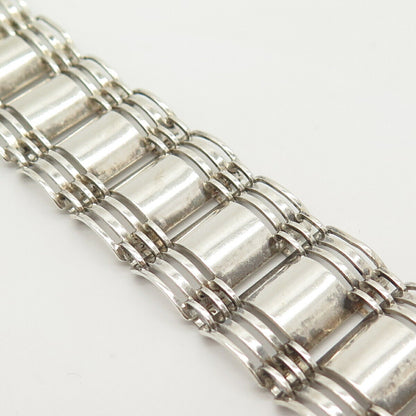 835 Silver Vintage Wide Book Link Bracelet 6 3/4"