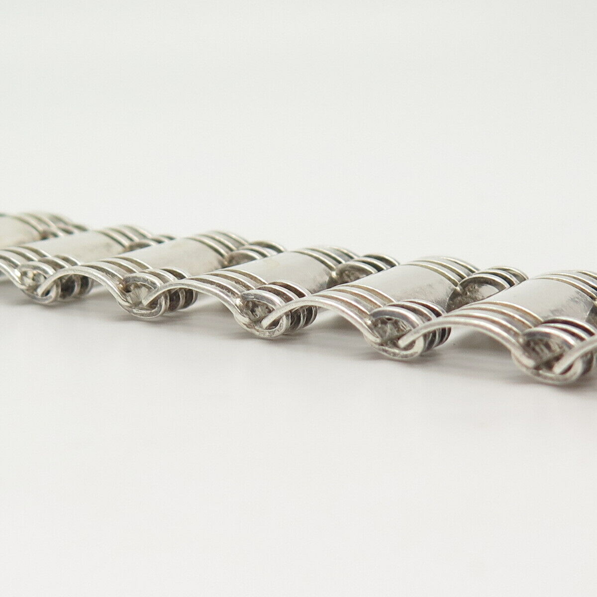 835 Silver Vintage Wide Book Link Bracelet 6 3/4"