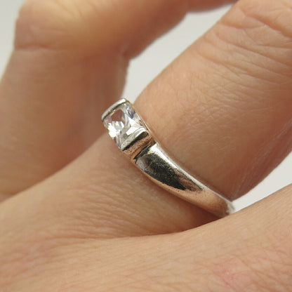 925 Sterling Silver Radiant-Cut C Z Ring Size 7