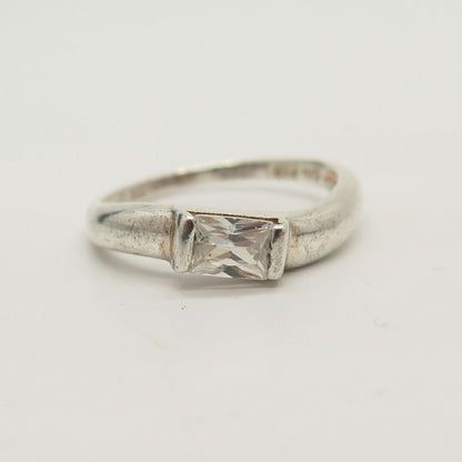 925 Sterling Silver Radiant-Cut C Z Ring Size 7