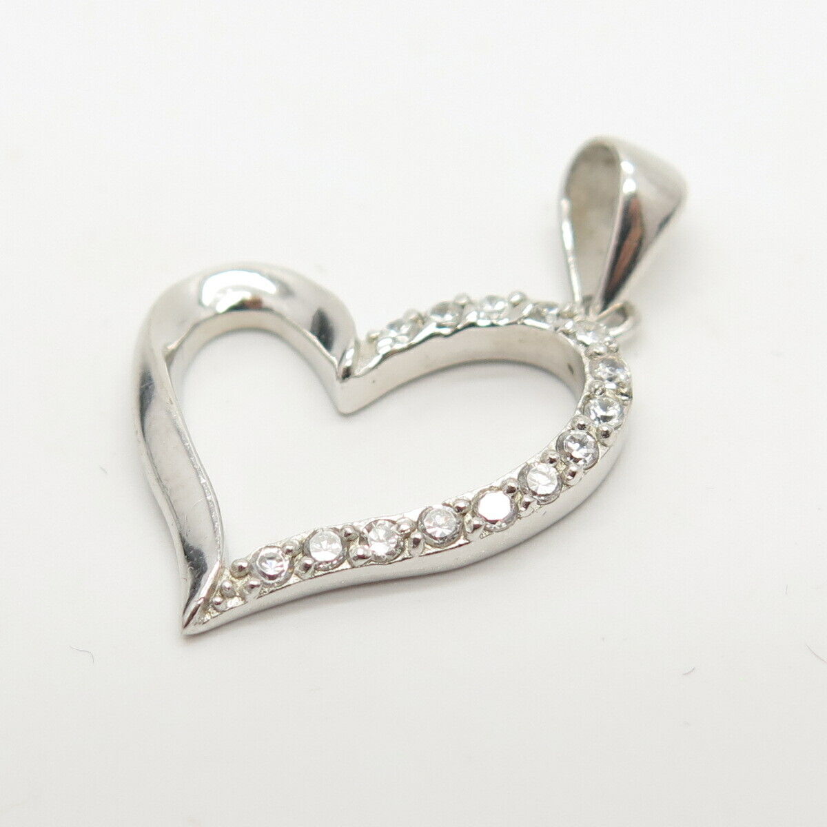 925 Sterling Silver C Z Open Heart Pendant