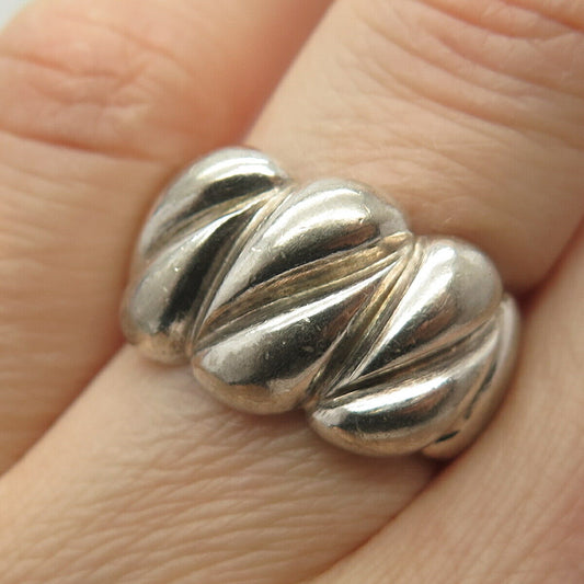 925 Sterling Sillver Vintage Ribbed Ring Size 7