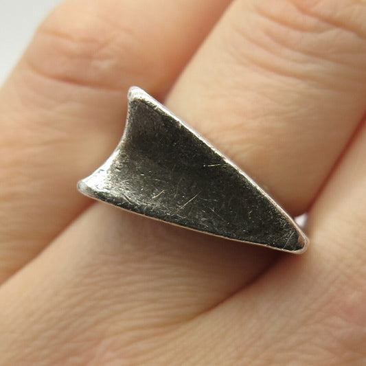 925 Sterling Sillver Vintage Modernist Signet Ring Size 6.5