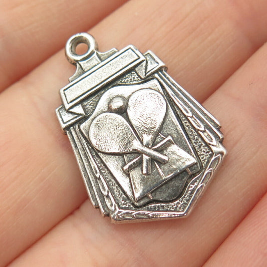 925 Sterling Silver Vintage Table Tennis Award Pendant