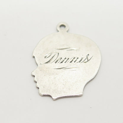 925 Sterling Silver Vintage "Dennis" Personalized Boy Profile Face Pendant