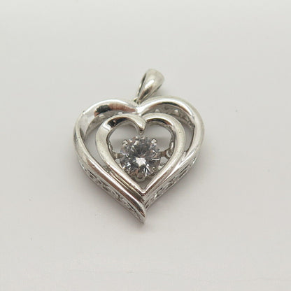 925 Sterling Silver C Z Double Heart Pendant