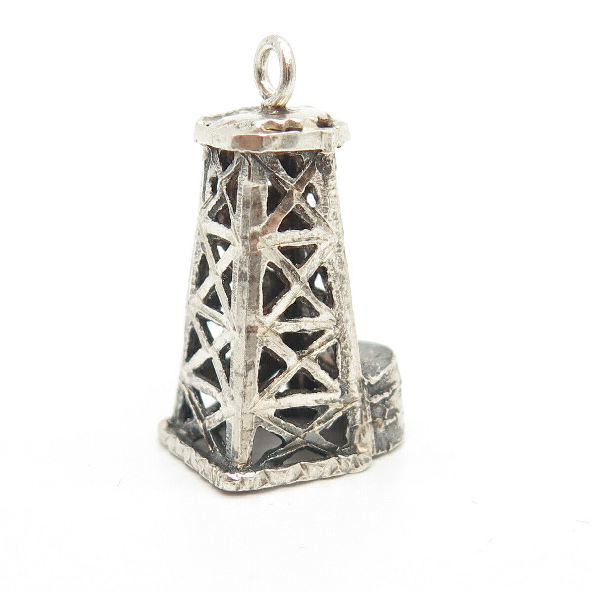 925 Sterling Silver Vintage Tower Design Charm Pendant