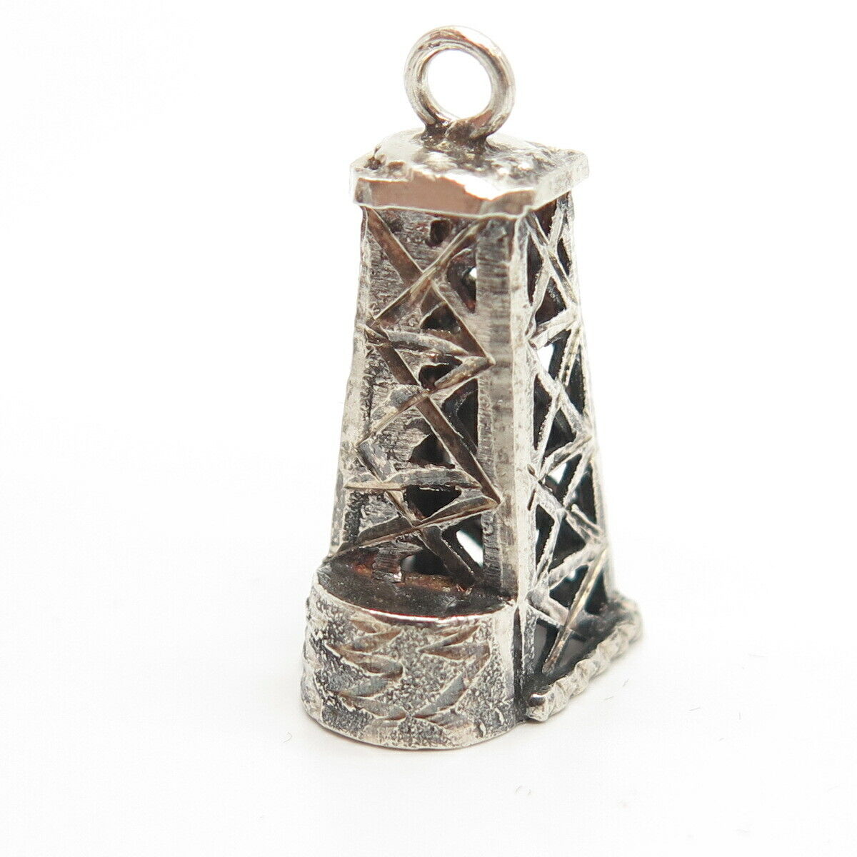 925 Sterling Silver Vintage Tower Design Charm Pendant