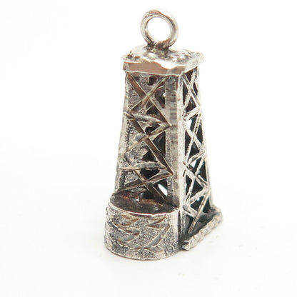 925 Sterling Silver Vintage Tower Design Charm Pendant