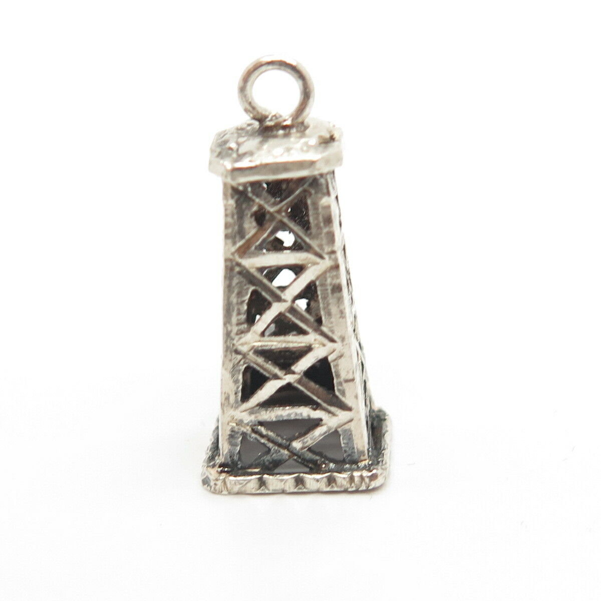 925 Sterling Silver Vintage Tower Design Charm Pendant