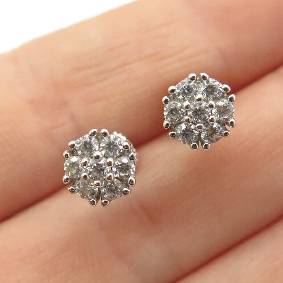 925 Sterling Silver C Z Stud Earrings