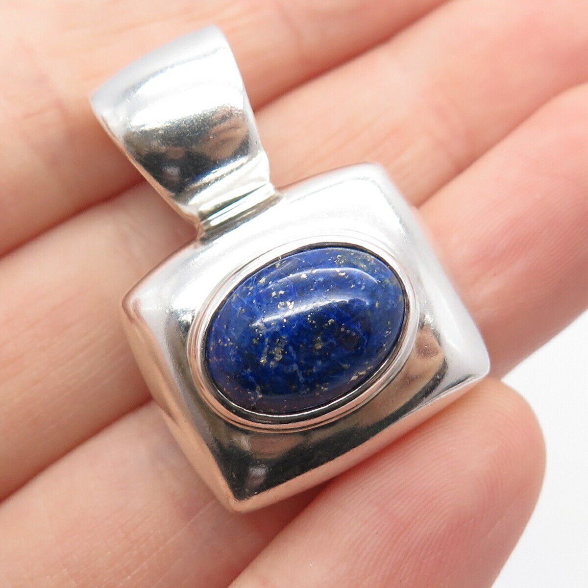 925 Sterling Silver Vintage J. Esposito Real Lapis Lazuli Gemstone Pendant