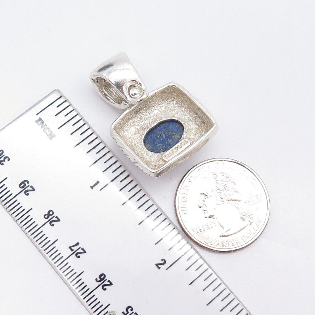 925 Sterling Silver Vintage J. Esposito Real Lapis Lazuli Gemstone Pendant