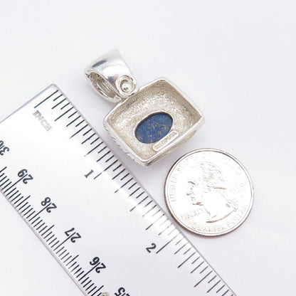 925 Sterling Silver Vintage J. Esposito Real Lapis Lazuli Gemstone Pendant