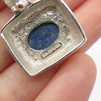 925 Sterling Silver Vintage J. Esposito Real Lapis Lazuli Gemstone Pendant