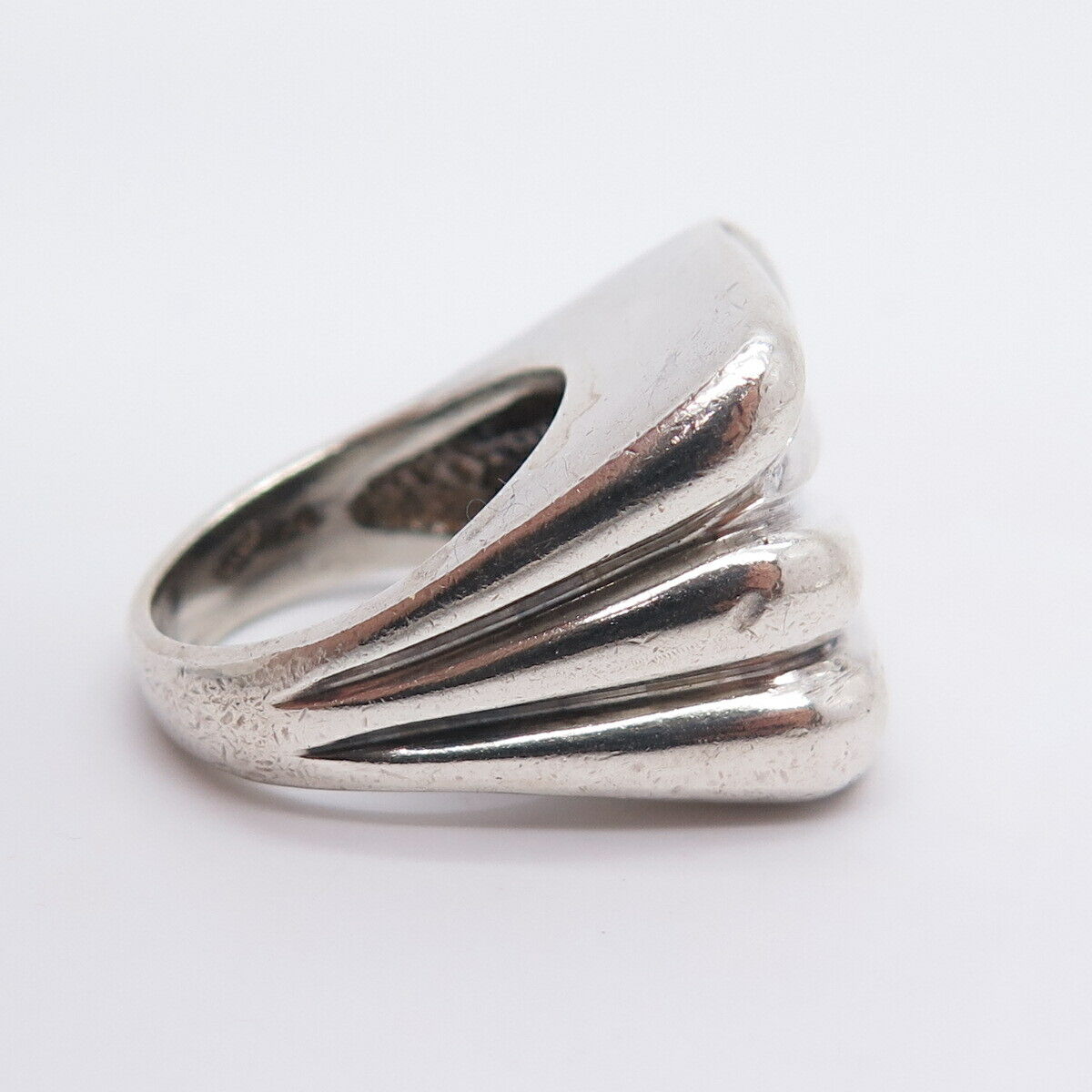 925 Sterling Silver Vintage Abstract Zig Zag Design Wide Ring Size 5 3/4