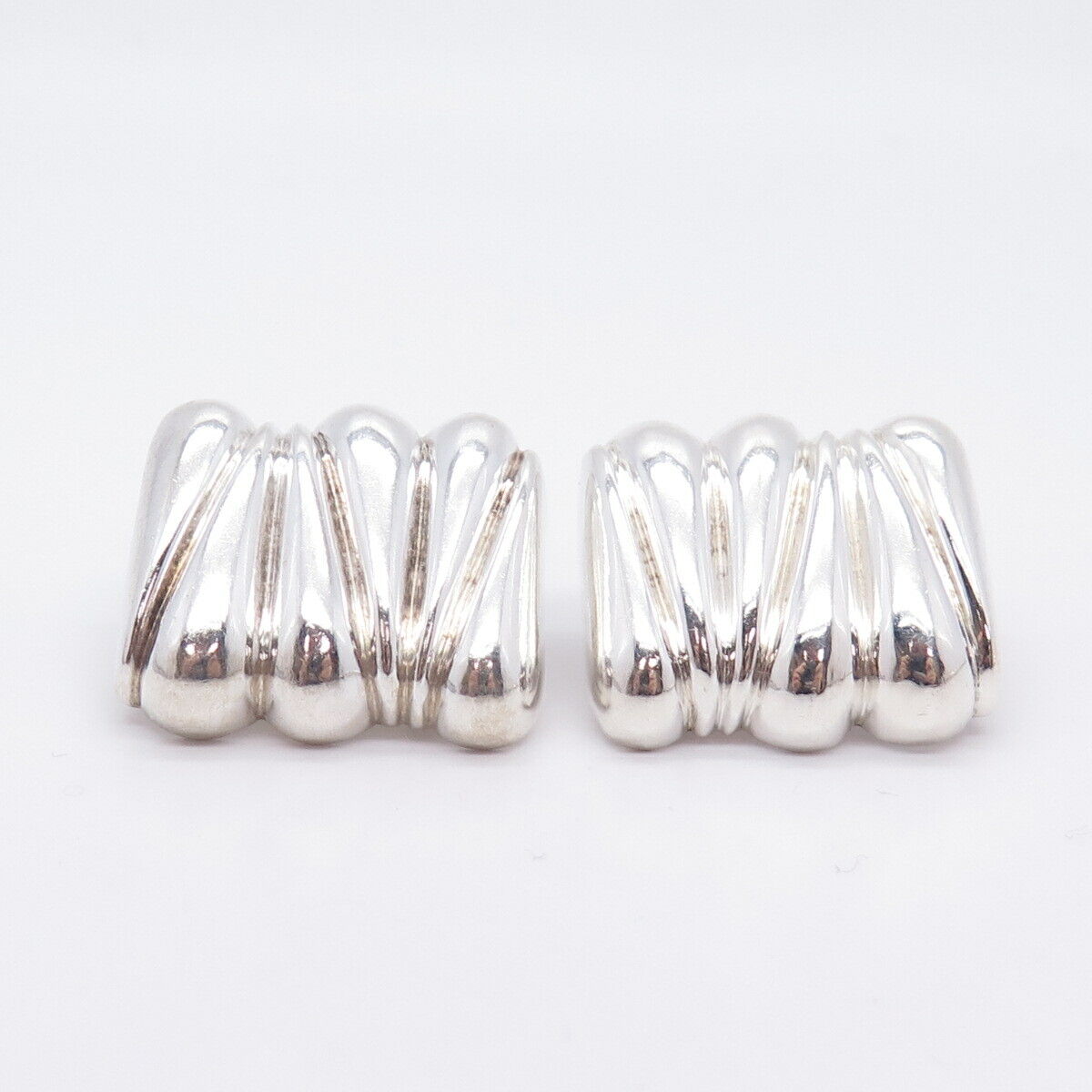 925 Sterling Silver Vintage Abstract Zig Zag Design Earrings