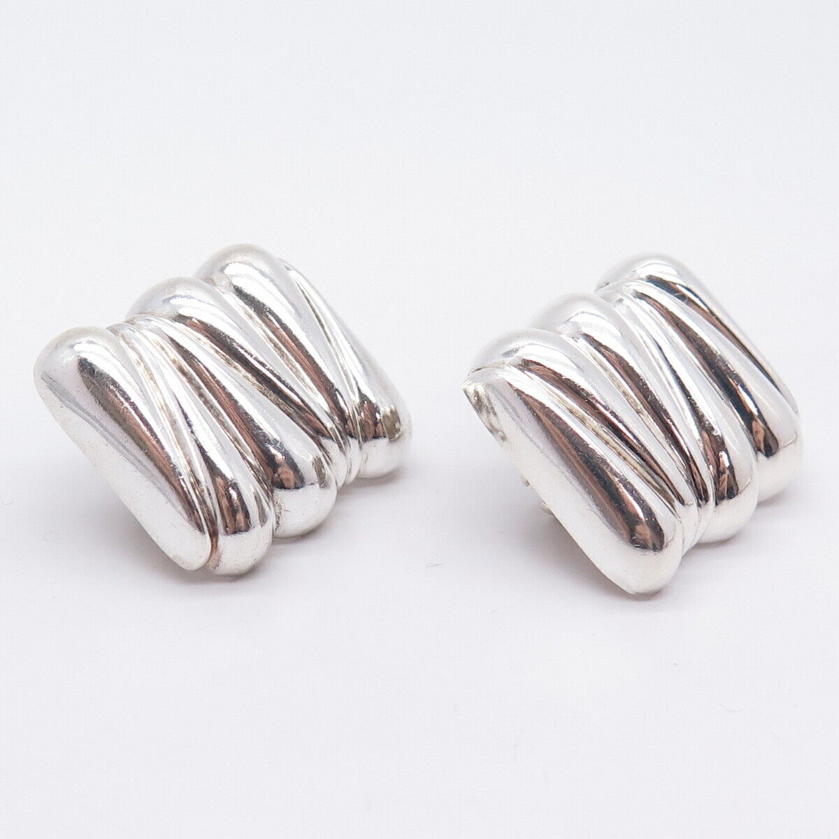 925 Sterling Silver Vintage Abstract Zig Zag Design Earrings