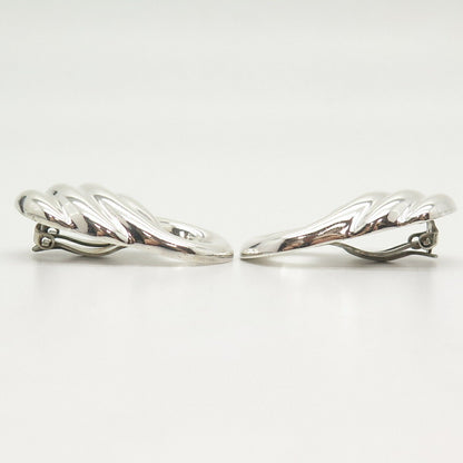 925 Sterling Silver Vintage Mexico Ribbed Knot Clip On Earrings