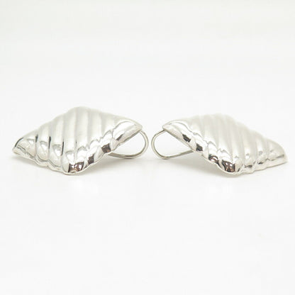 925 Sterling Silver Vintage Mexico Ribbed Rhombus Earrings