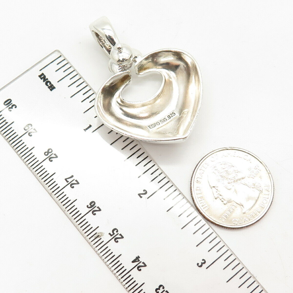 925 Sterling Silver Vintage J. Esposito Heart Pendant