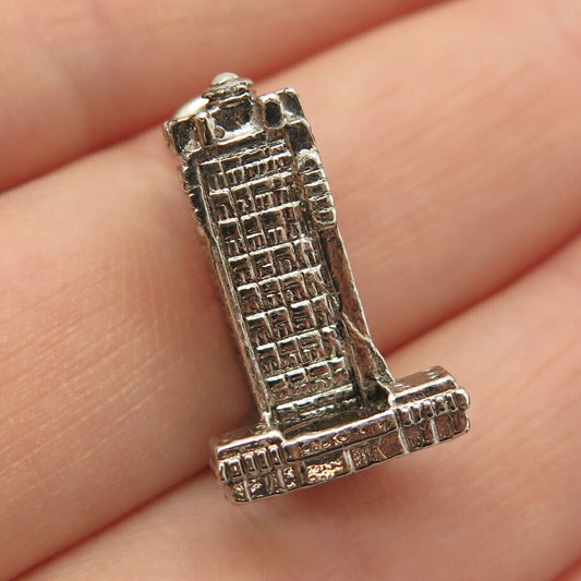 925 Sterling Silver Vintage Tower Design Charm Pendant