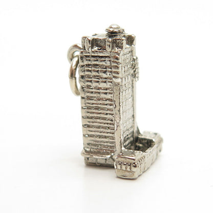 925 Sterling Silver Vintage Tower Design Charm Pendant