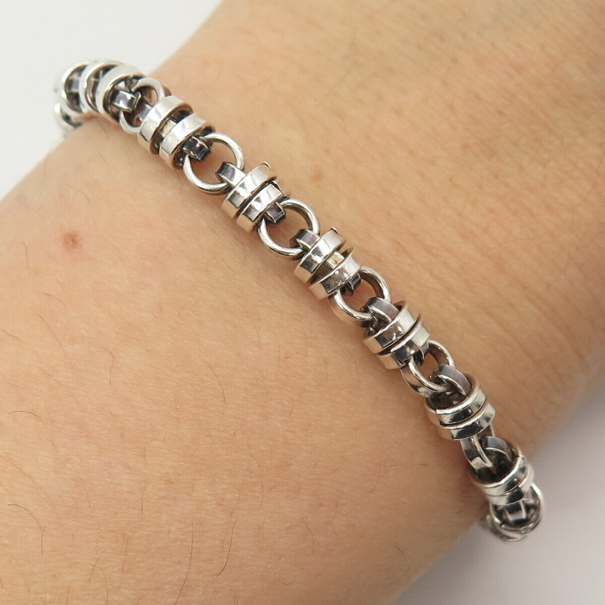 925 Sterling Silver Fancy Link Bracelet 6.5"