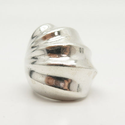 925 Sterling Silver Vintage Mexico Shell Design Wide Ring Size 6.5