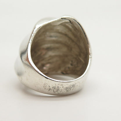 925 Sterling Silver Vintage Mexico Shell Design Wide Ring Size 6.5