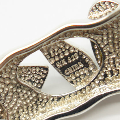 925 Sterling Silver Vintage Opal Gem Inlay Geometric Shapes Cuff Bracelet 6.5"