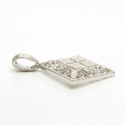 925 Sterling Silver Ornate Square Pendant