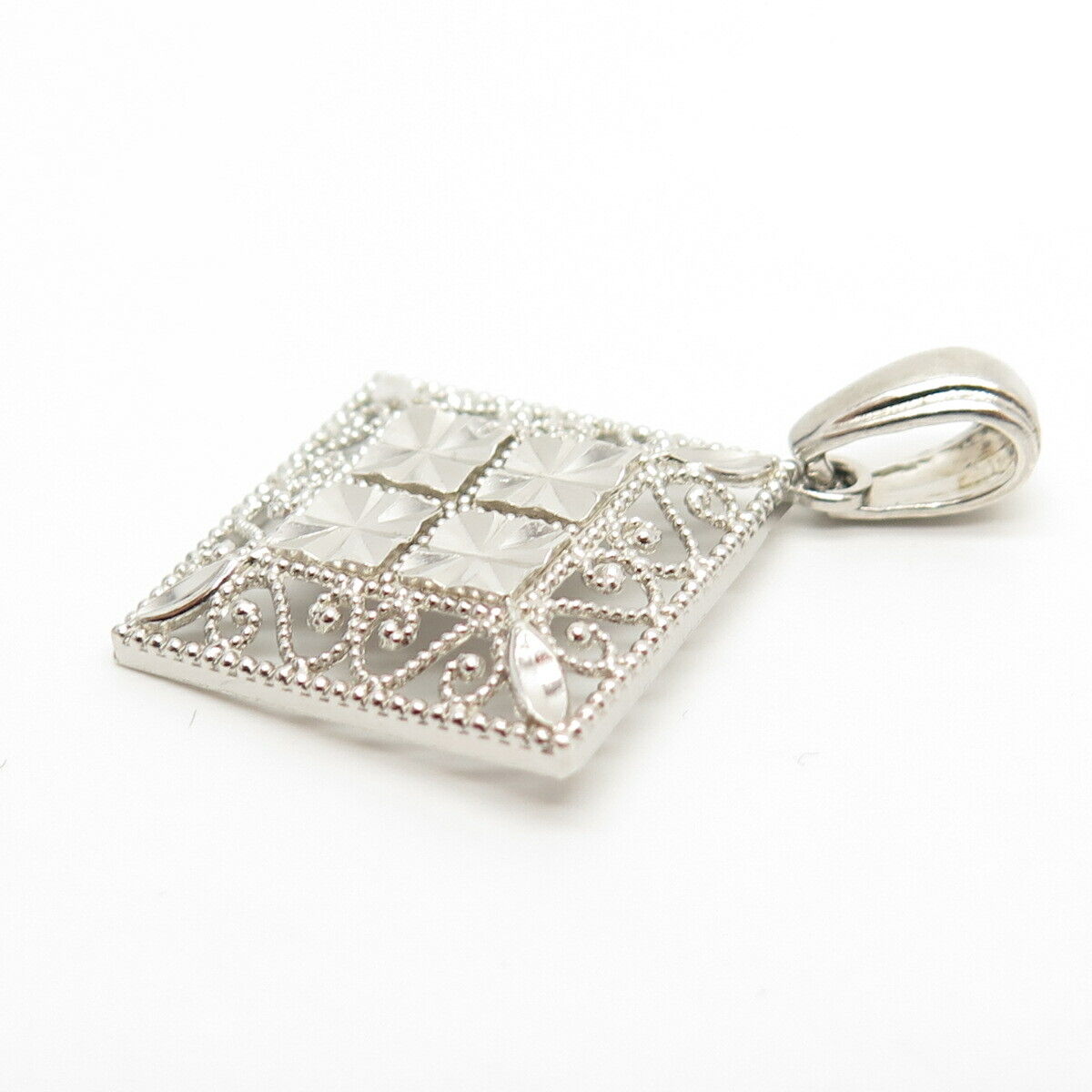 925 Sterling Silver Ornate Square Pendant